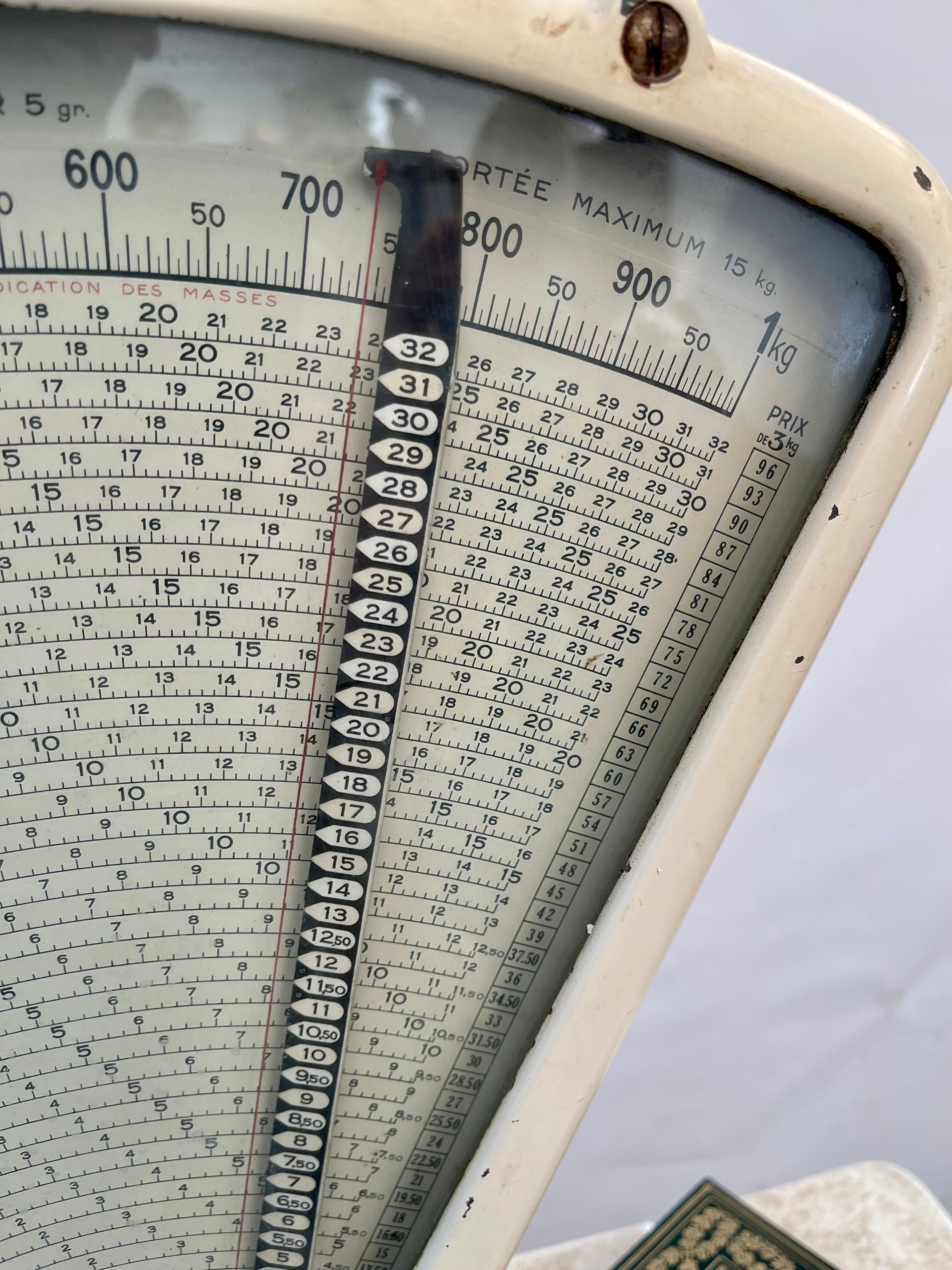 Antique double-sided scale grocery counter