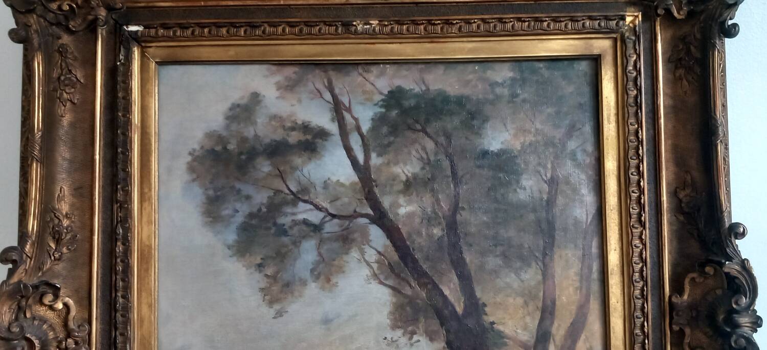 Old painting Late 19th century - R VERDUN (1873-1954) - Around the chin - 81*71.5 cms