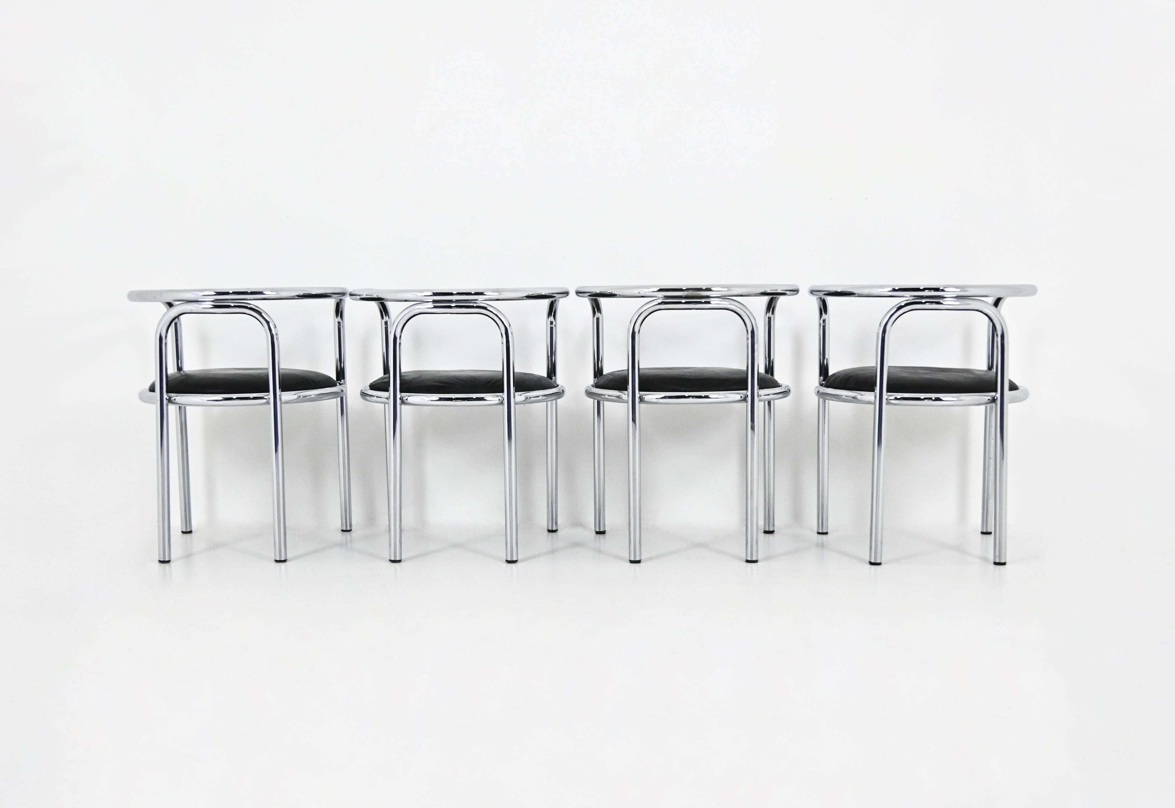 4 “Locus Solus” Chairs by Gae Aulenti for Poltronova, 1960s
