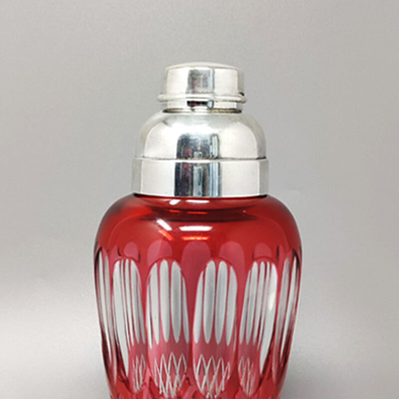 Shaker à cocktail en verre de cristal de bohème rouge des années 1960. fabriqué en italie. attive foto