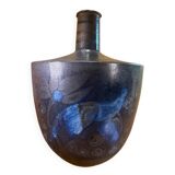Primavera Art Deco vase, glazed stoneware with blue bird decoration by Marguerite Lehm.