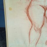 Drawing sanguine study nude female 67/50cm 1950