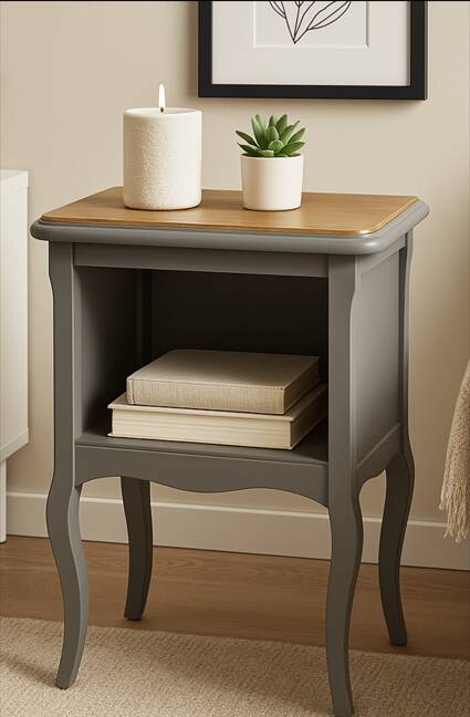Petite table d'appoint unique en bois rénovée - style campagne chic