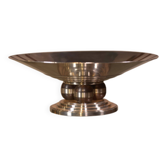 Art Deco centerpiece in silver-plated brass and Macassar ebony, 1930s