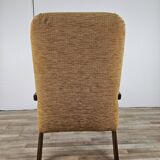 Fauteuil inclinable en bois et tissu des années 70