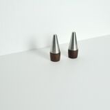 Danish Modern Pair of Rosewood and Stainless Steel Salt and Pepper Shakers