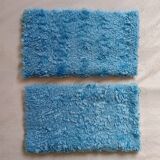 Set of two vintage sky blue rugs from the 70s