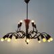 Large Burgundy brass chandelier with 15 arms, 1950, Italy
