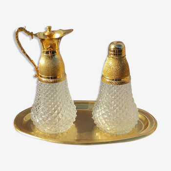 Paires de Carafes de table en verre empori et dorure