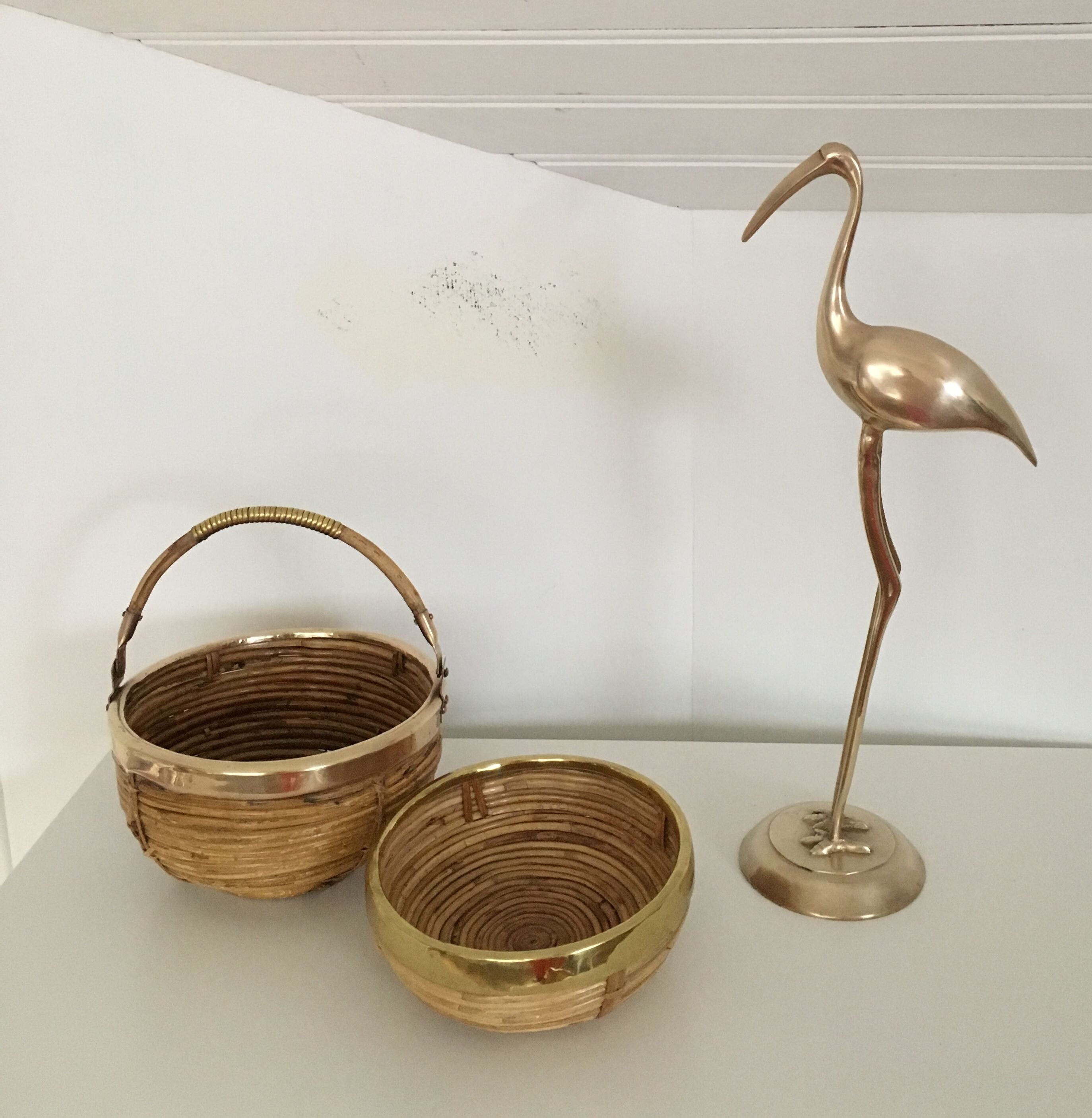 Bamboo and brass handle basket
