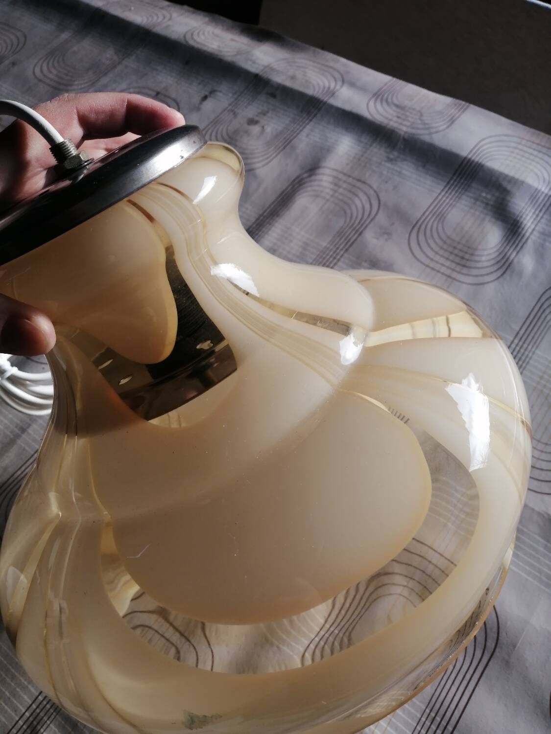 Vintage marbled Murano glass pendant light.