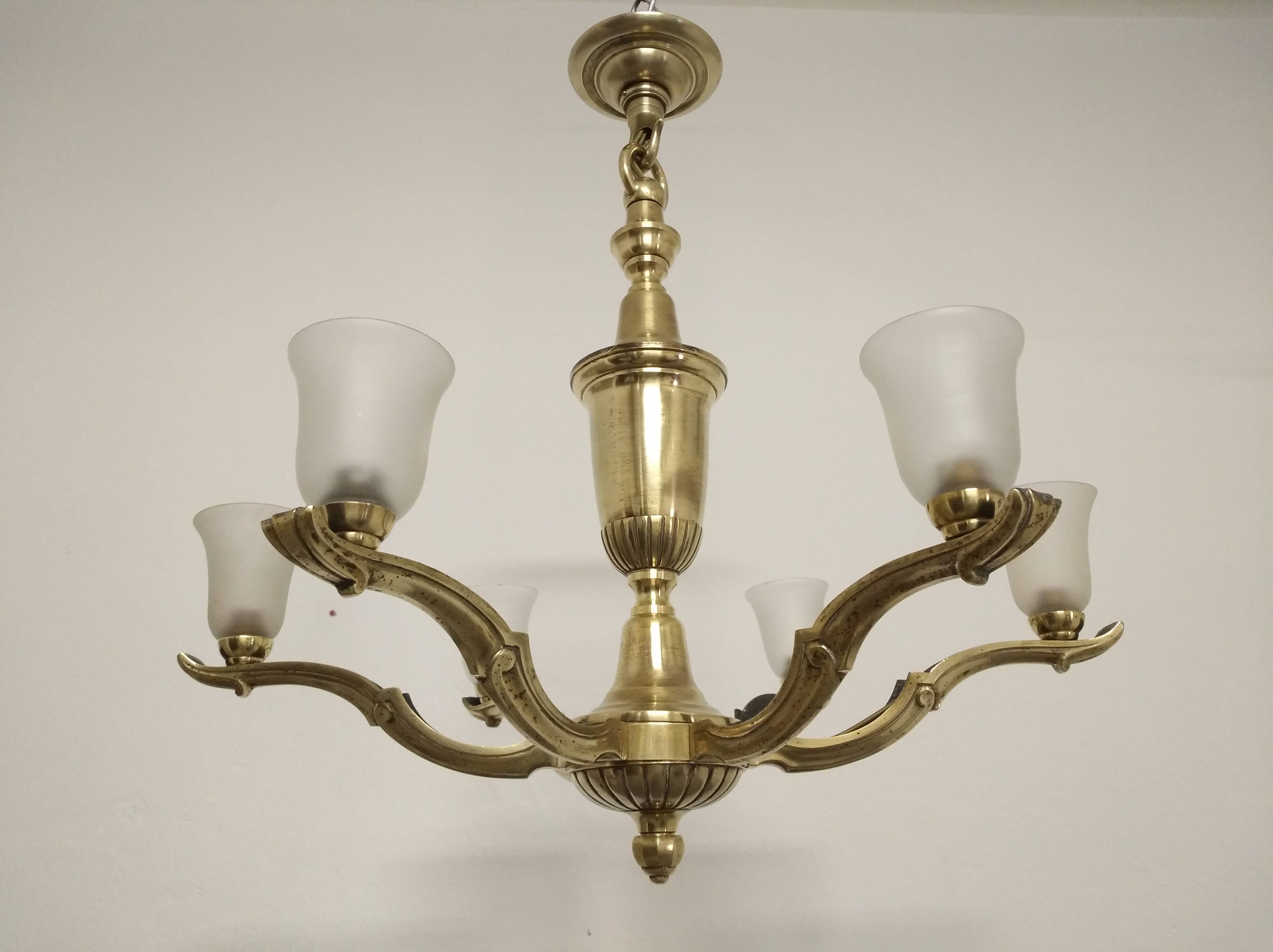 Art Deco bronze chandelier circa 1930