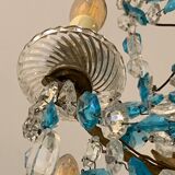 Chandelier with blue crystal pimples, 6 lights, Baccarat, 1950, art nouveau style