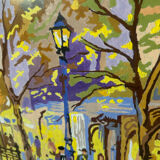 Vintage painting of Paris's grand avenues.