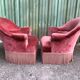 Duo de fauteuils vintage crapaud en velours saumon