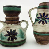 2 small ceramic vases, hand painted floral motifs, ESR Sawa foreign - West Germany 60