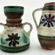 2 small ceramic vases, hand painted floral motifs, ESR Sawa foreign - West Germany 60
