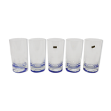 5 glasses with vintage blue decoration in glass by Murano by Nason and Moretti