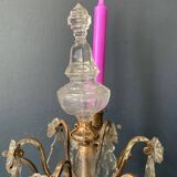 Girandole candle holder with crystal and bronze tassel with 3 lights, 1900