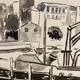 Watercolor port of Sanary-Sur-Mer