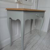 Console, side desk of beautiful craftsmanship re-enchanted in verdigris