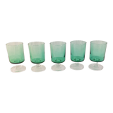 5 small glasses with green stemmed