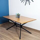 Table extensible en bois et métal, années 80