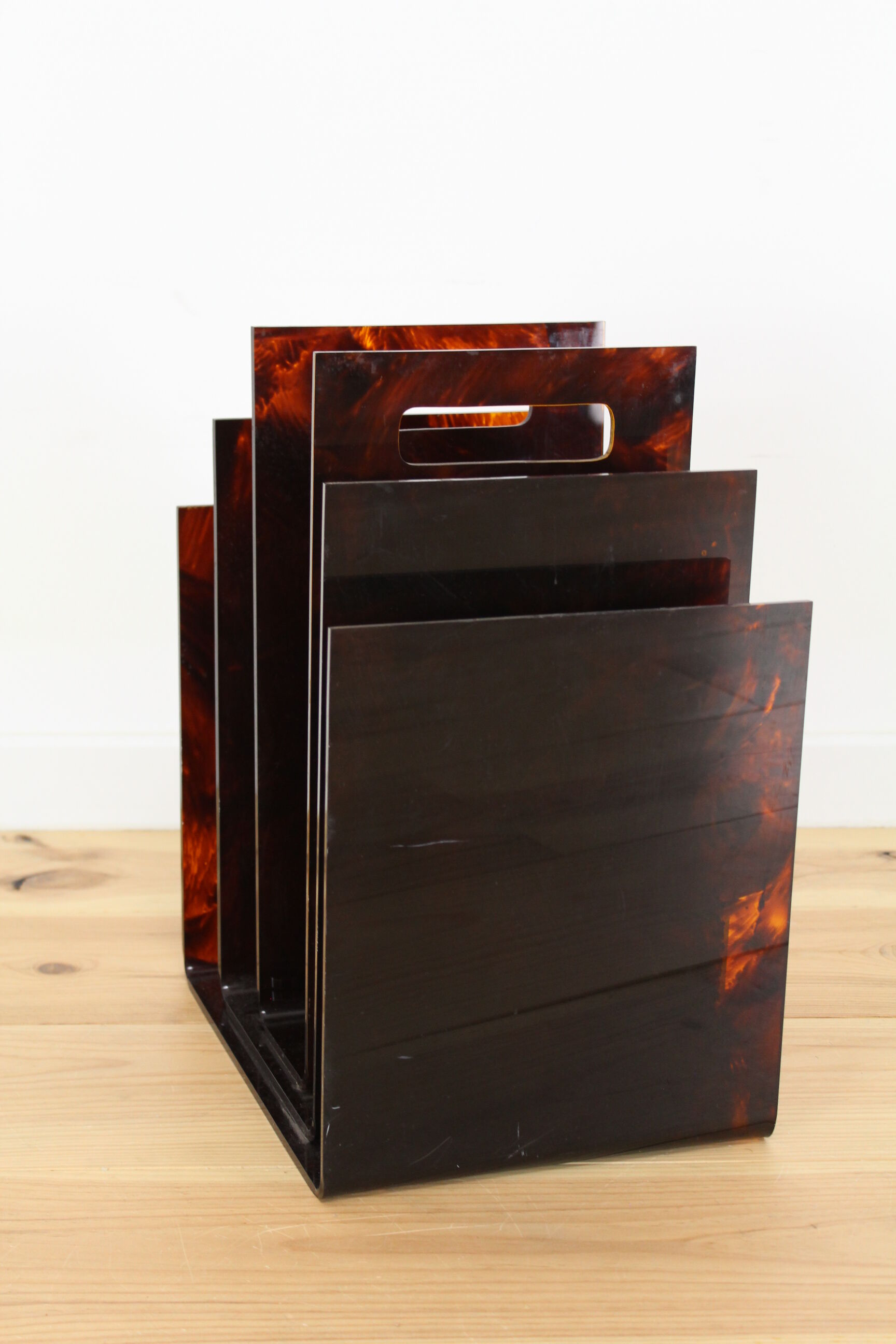 Maison Mercier plexiglas tortoiseshell magazine holder