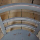 Pair of Thonet bistro chairs from 1930 in painted grey wood, half-moon backrest.