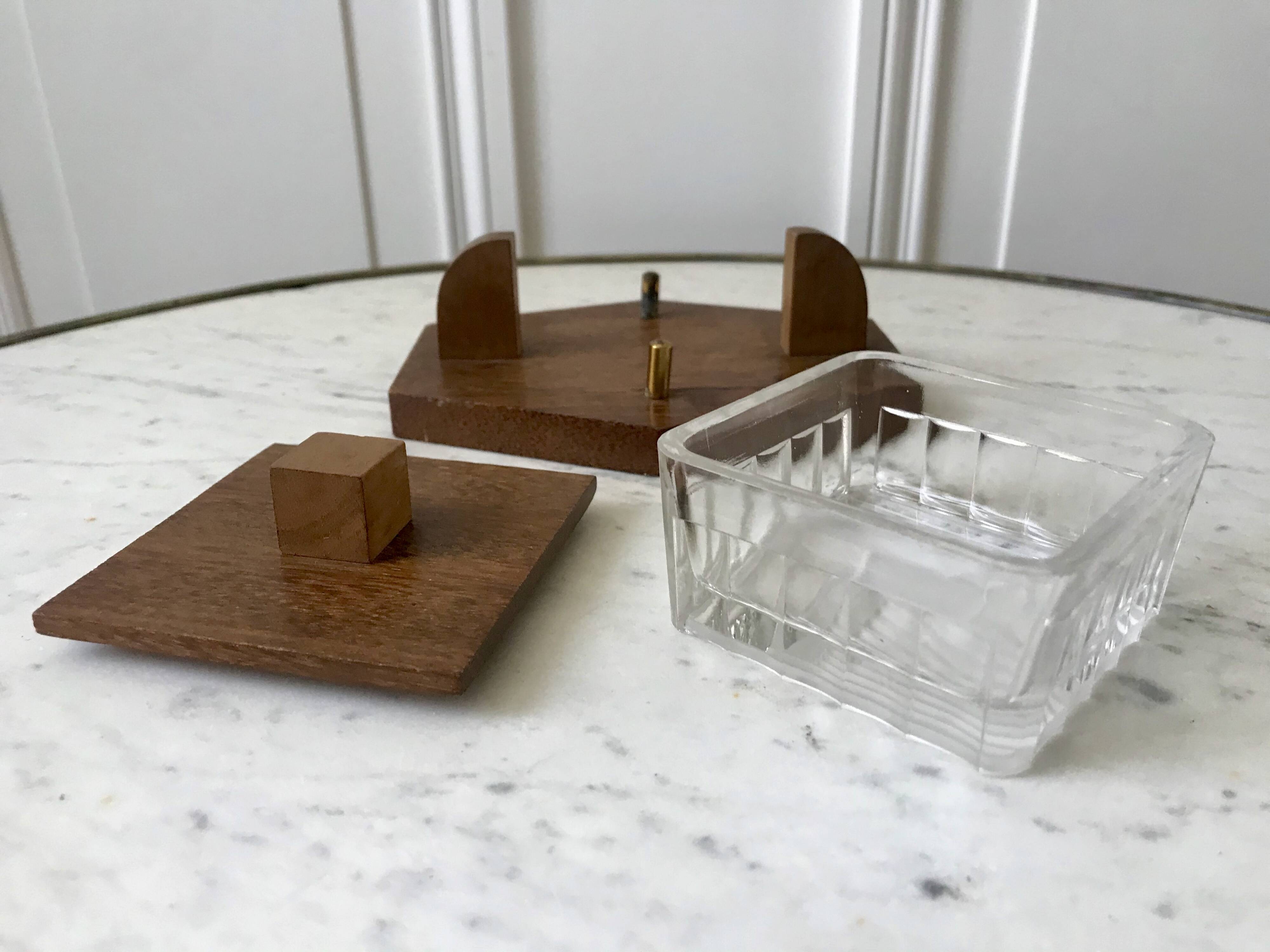 small art deco box in wood and molded glass from the 1930s