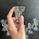 Set of antique liqueur glasses in thick glass, bistro style.