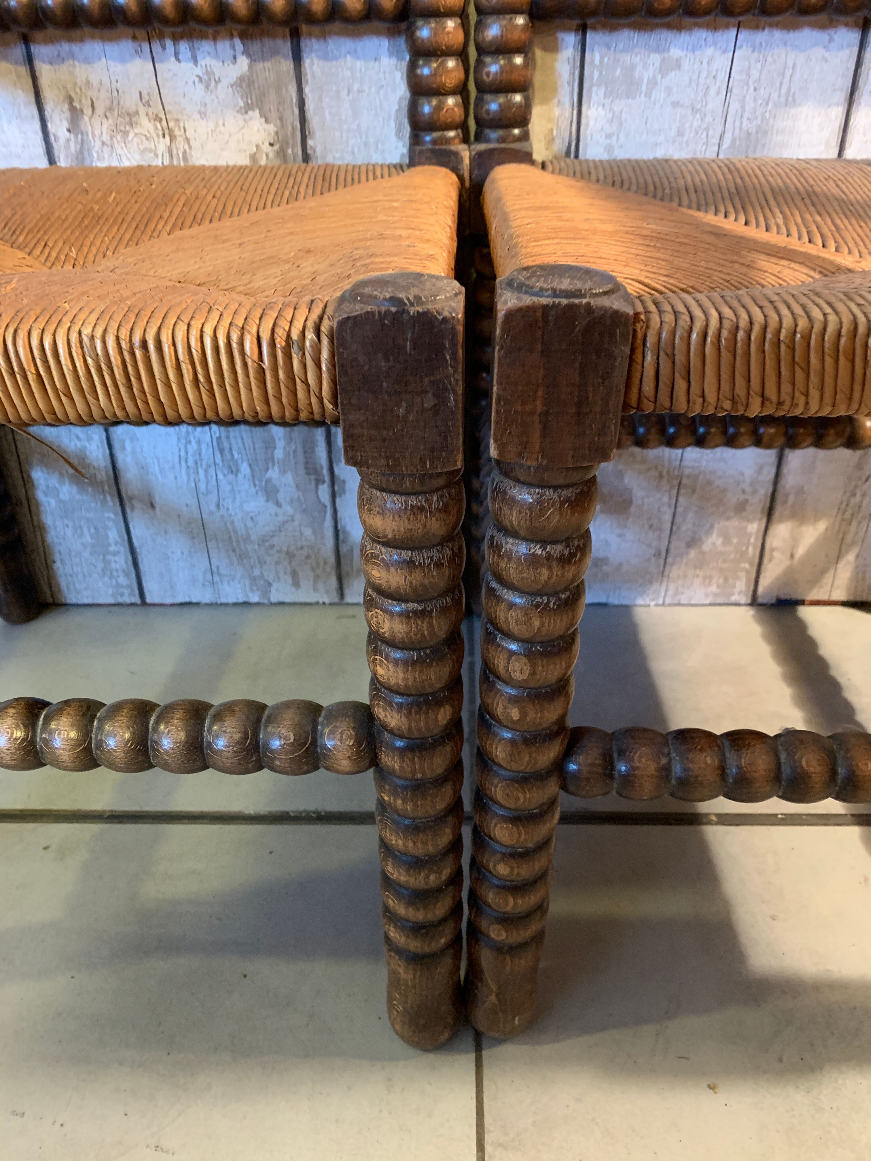 Pair of wooden chairs turned