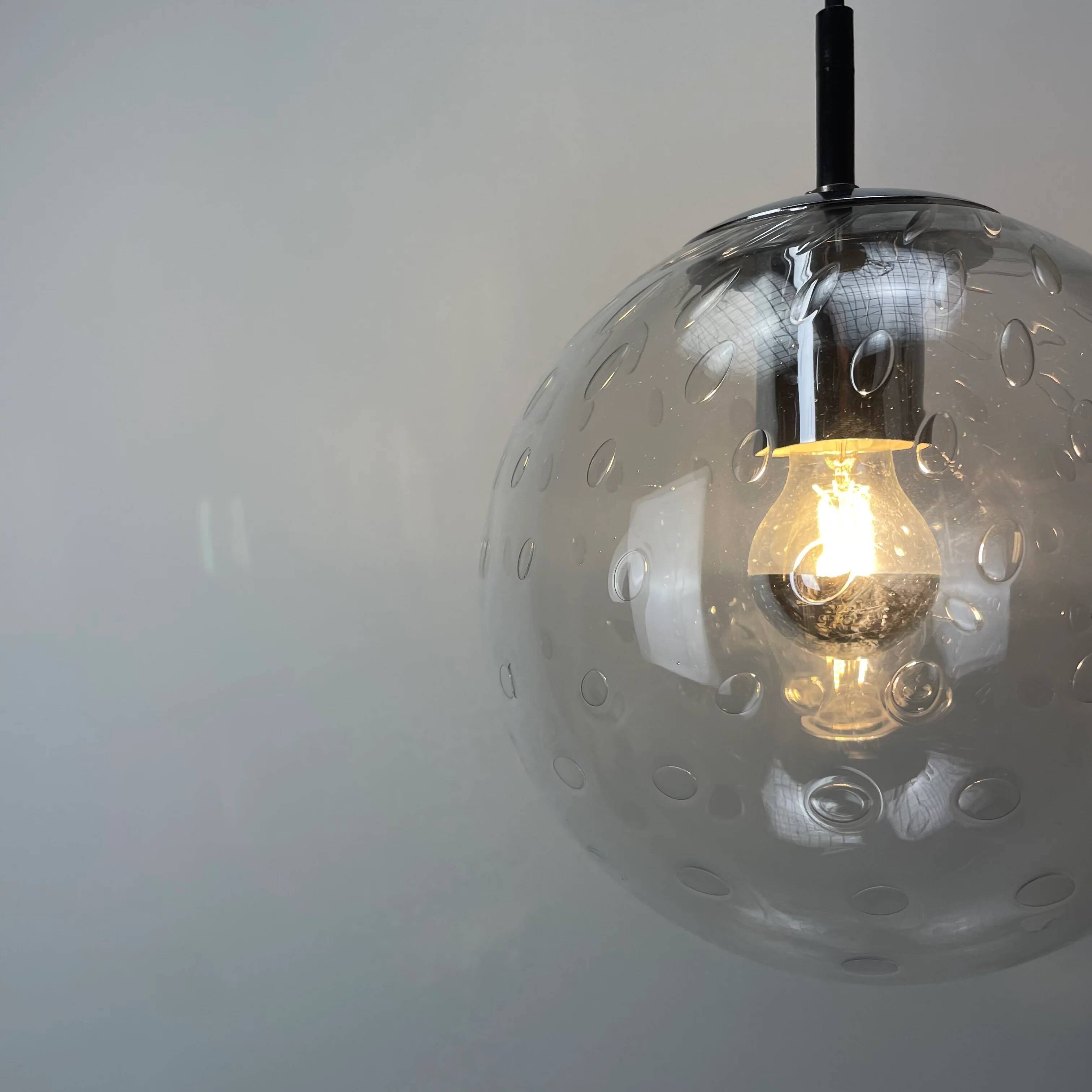 Set of 3 bubble glass pendant lamps by RAAK Amsterdam 1960