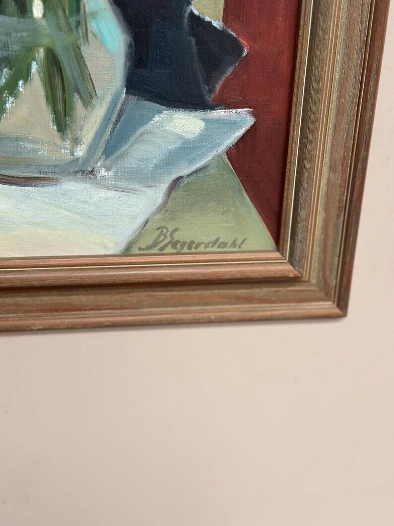Original Swedish Oil on Panel from the 1940s – "Floral Still Life" by B. Segerdahl – Signed – Framed – 56 × 48 cm (22" × 18.9")