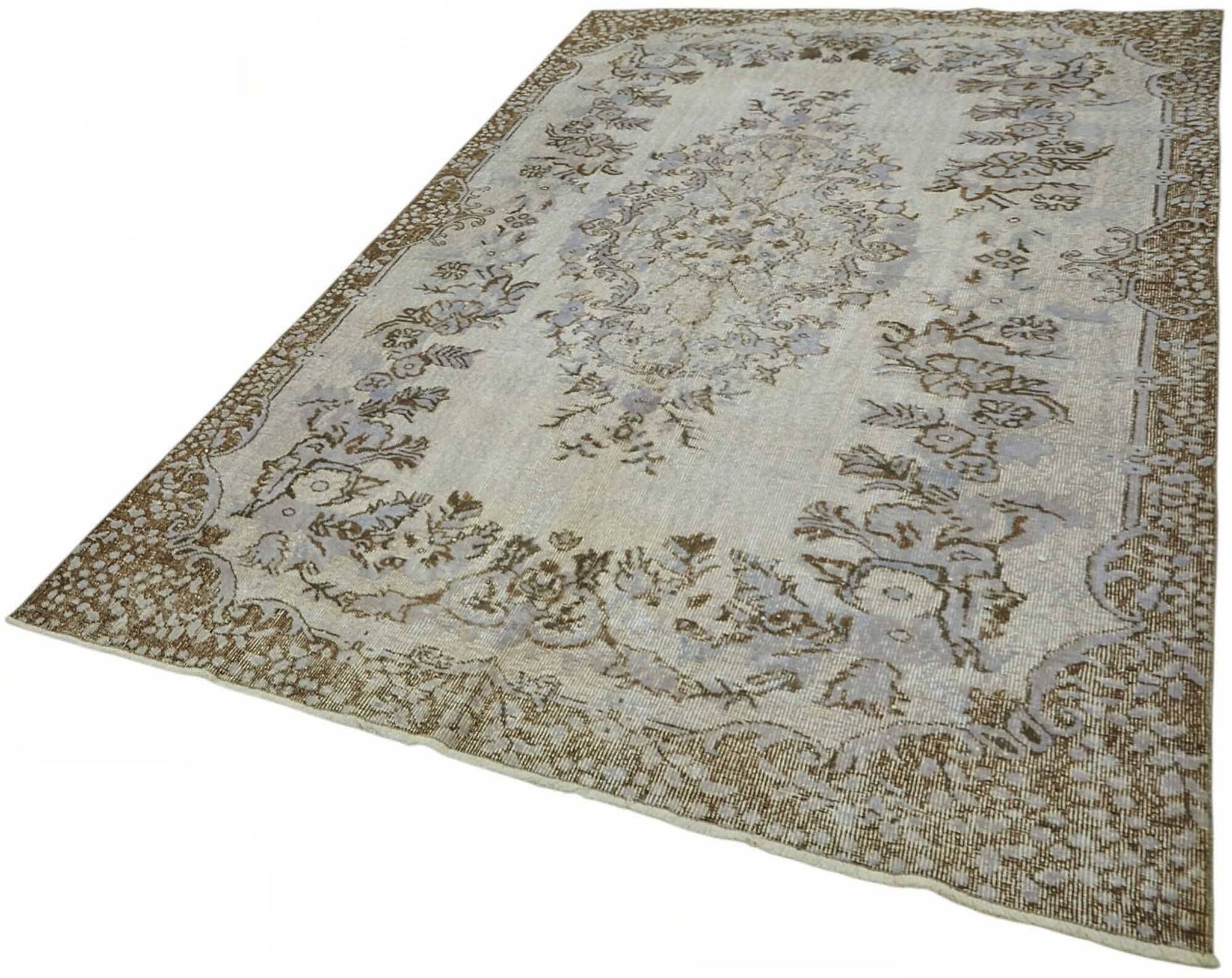 Overdyed Wool Vintage Handmade Carved Rug 178 cm x 275 cm