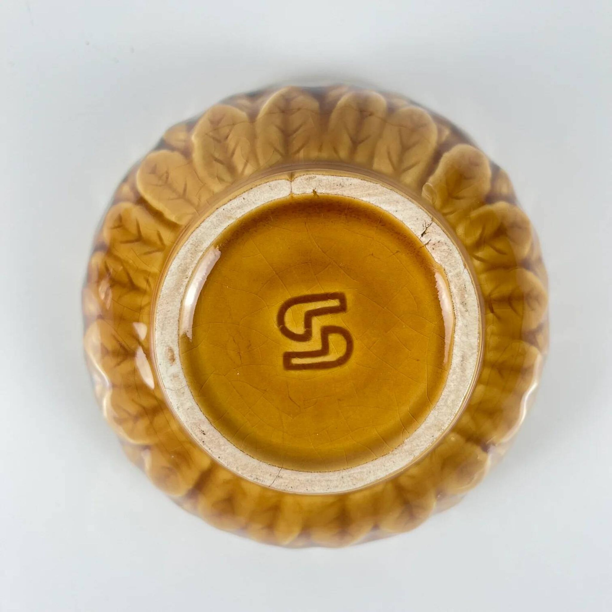 Sugar bowl barbotine Sarreguemines "cherry", 1970