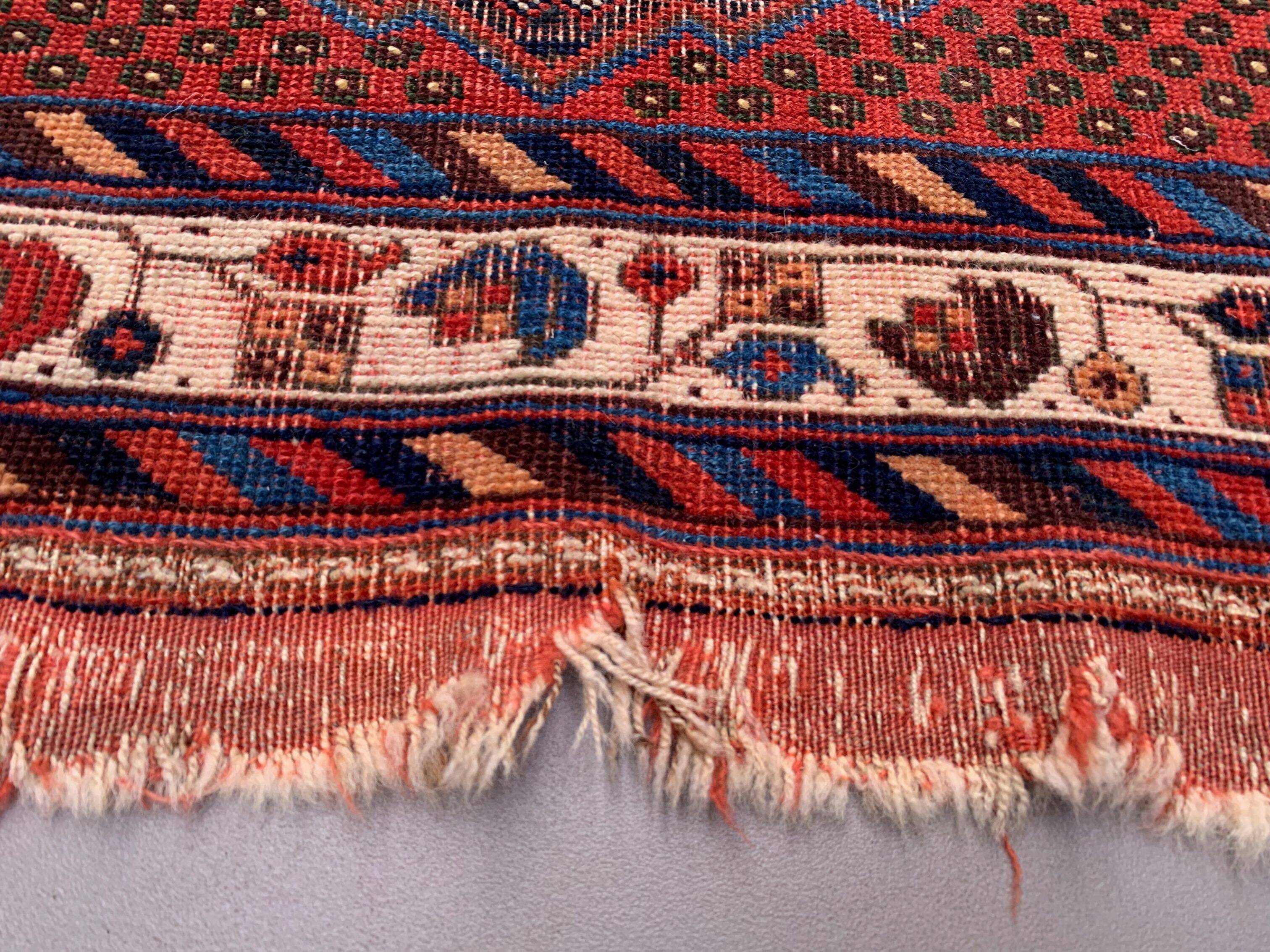 Vintage Kamseh Rug 130x97 cm, small, Tribal oriental Carpet truly Shabby Chic