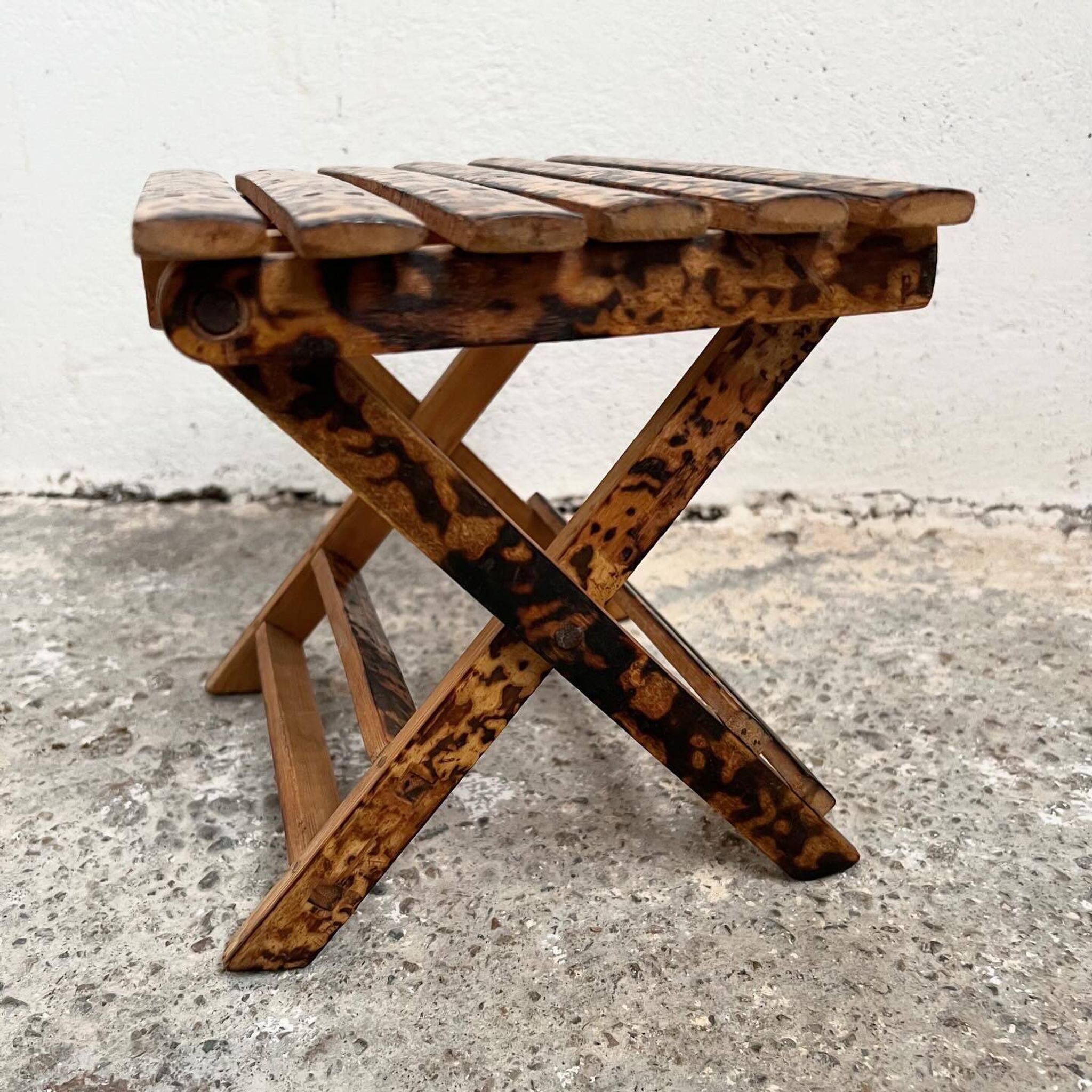 Small folding stool in exotic wood