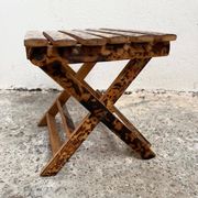 Small folding stool in exotic wood