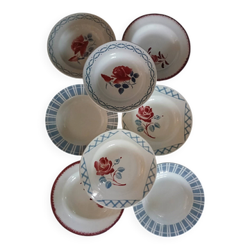 8 assiettes creuses anciennes dépareillées 