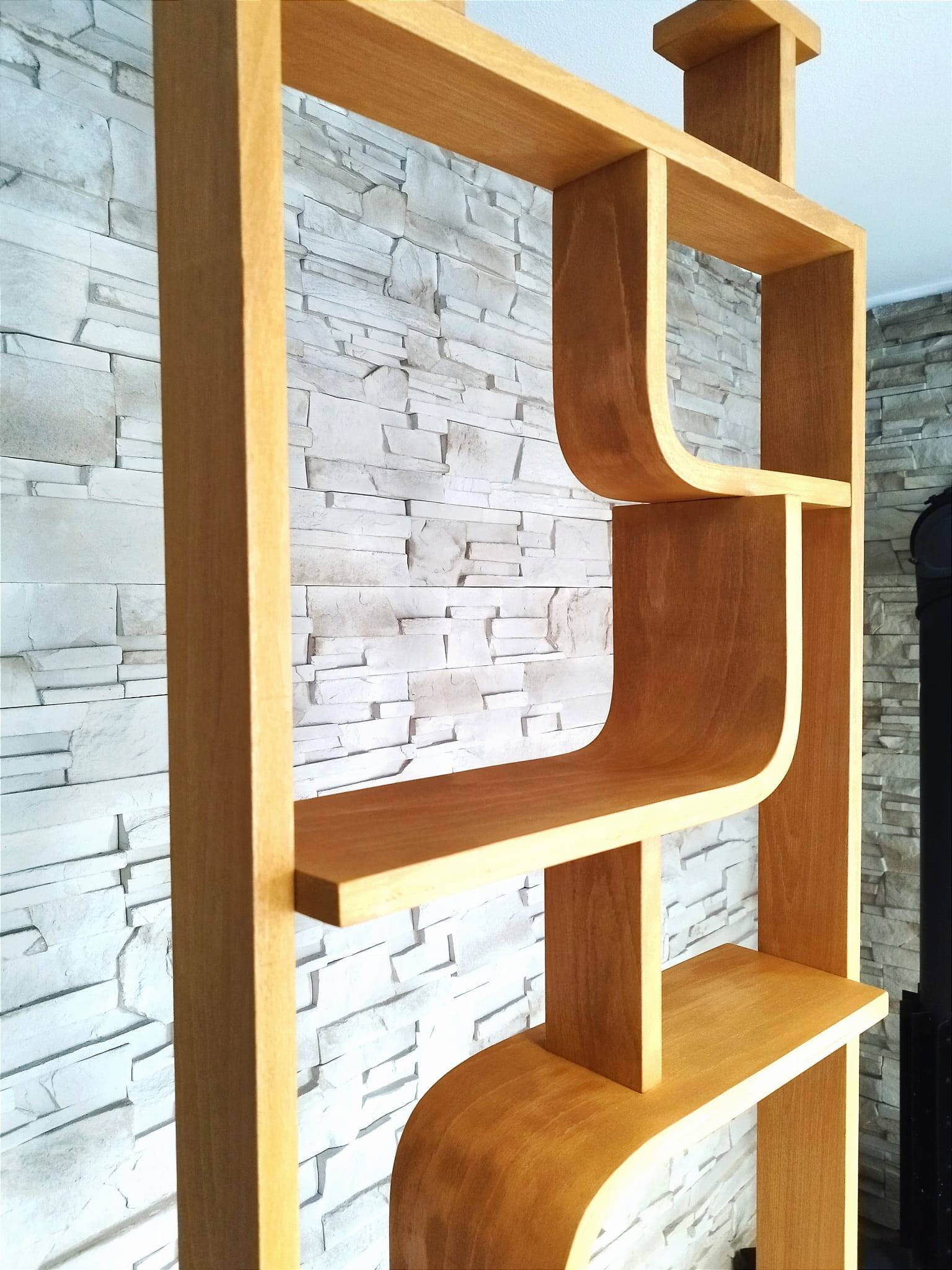 Bent plywood wall, bookcase, flowerbed, Volak by Holesov, 1960s Czechoslovakia