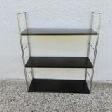 Modular String shelf in chrome and brown metal