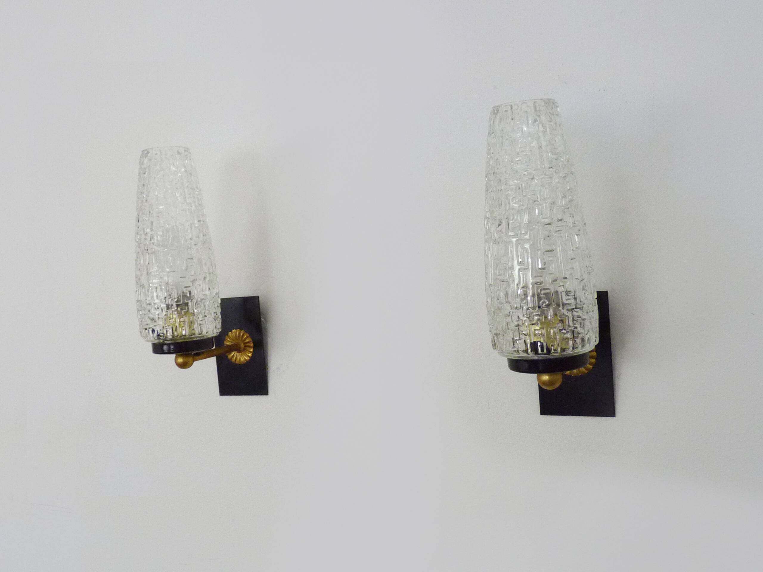 Pair of vintage Maison Arlus 1950s brass wall sconces