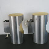 Pairs Wall lamps vintage 1970 Stainless steel satin