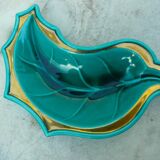 Empty cup pocket stylized leaf green ceramic enamelled verceram 1930 to 1940