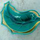 Empty cup pocket stylized leaf green ceramic enamelled verceram 1930 to 1940