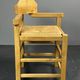 Dutch postmodern brutalist oak corner side chair with rush seat, 1970s