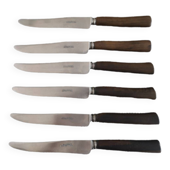 Suite of 6 wooden knives and silver ferrule - Voillemont - Chateau-Thierry - End of 19th century