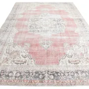 8x12 Large Vintage Pale Red & Blue Persian Rug, Oriental Rustic Carpet