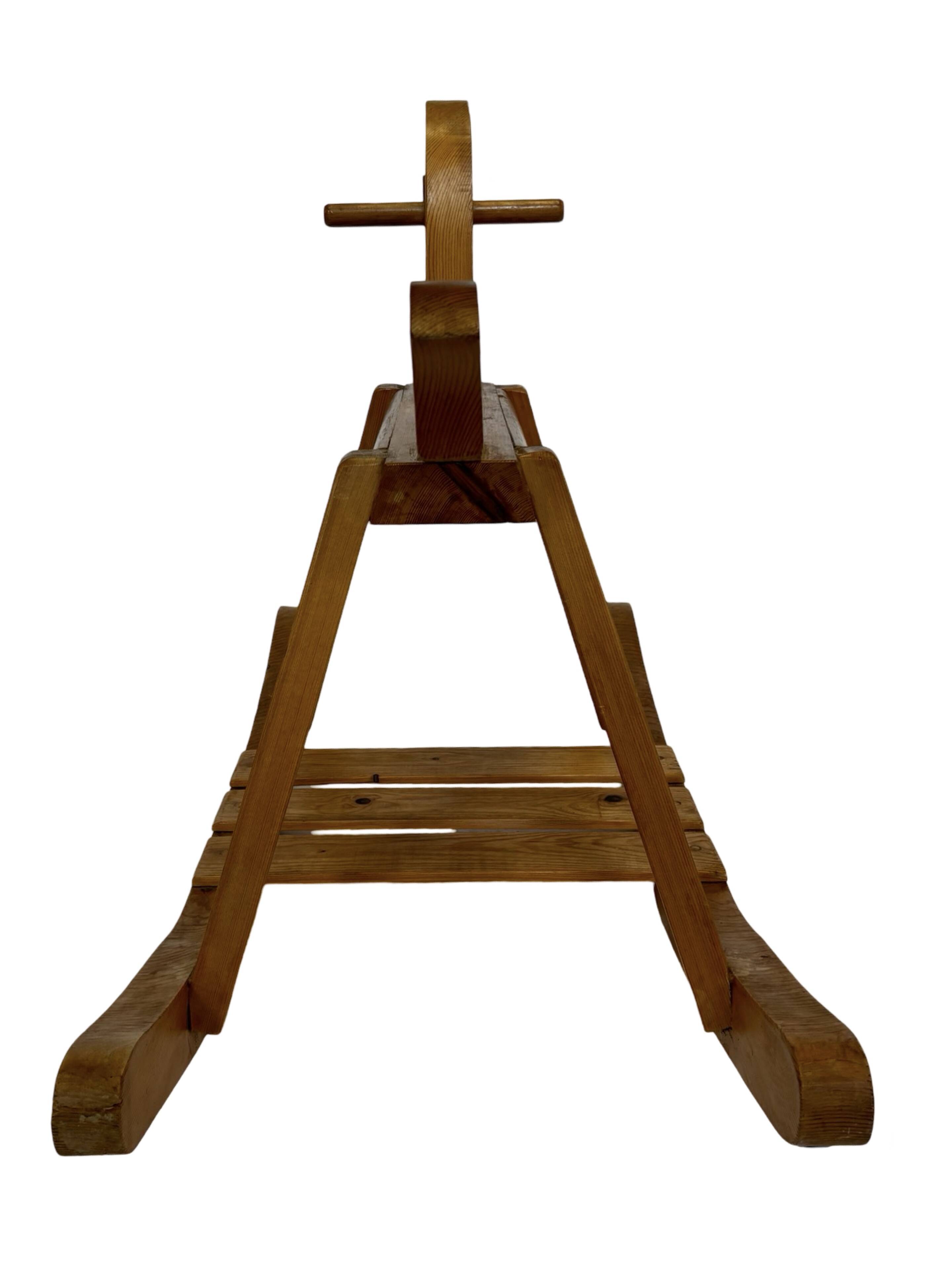 Vintage rocking horse 60s pinewood design minimalist design